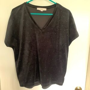 LOFT Black with sparkle V-Neck Women's Top